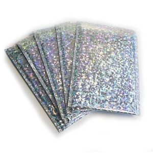 5 Holographic iridescent bubble mailers packaging shipping jewellery soft padded
